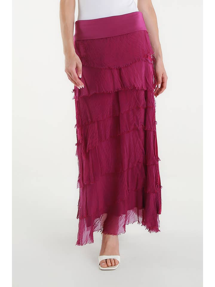 TINA Stephens Italy/Tees By Tina - Wholesale Skirt - Women's - Elisa Silk Ruffle Skirt (SL201)34