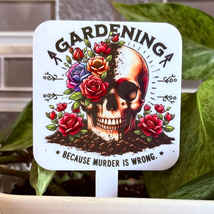 MURDER IS | plant marker, garden label, plant accessory for wholesale by Ninestyles