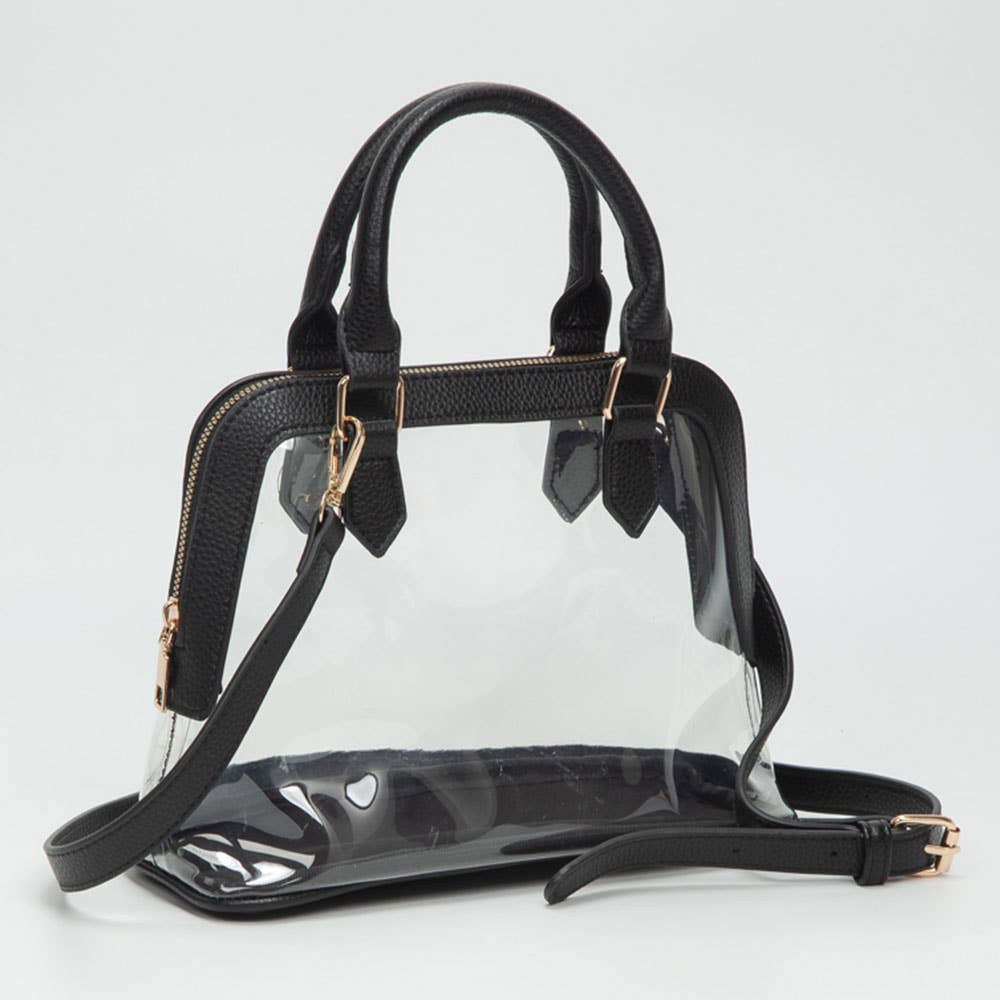 Sensibling Corp. - Vente Sac à main avec poignée sur le dessus – femme - Sac à main structuré transparent avec garniture en similicuir / Sac bandoulière13