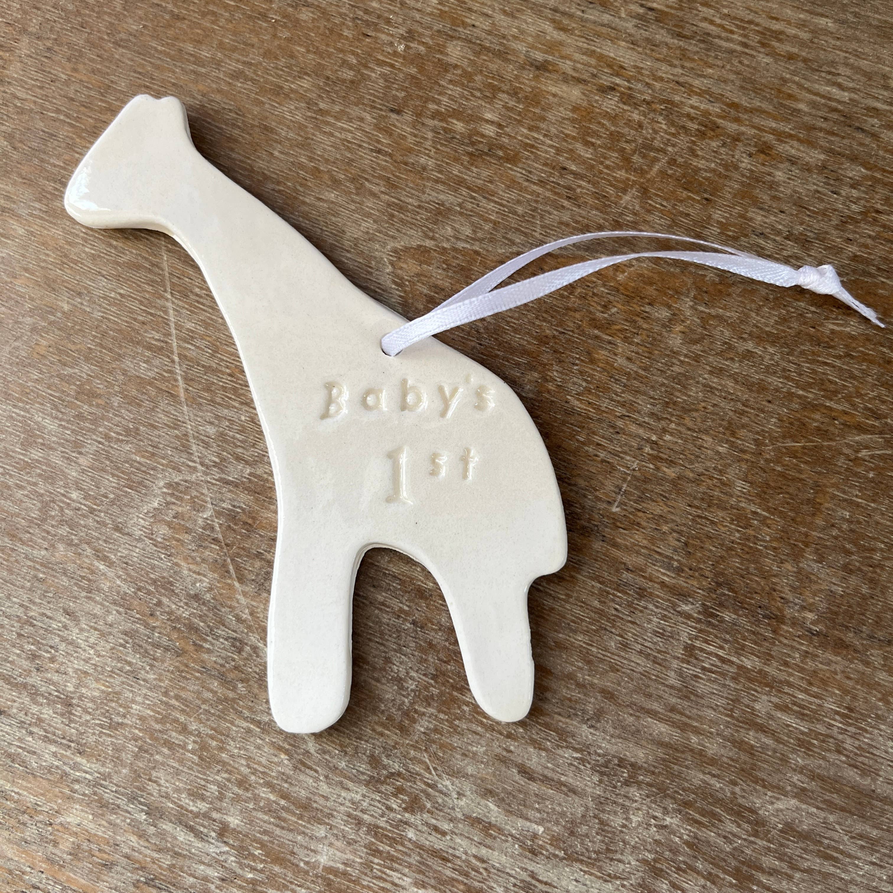Chrissy Ann Ceramics - Wholesale Ornament - Baby First Christmas Giraffe Ornament  | Handmade Pottery 3