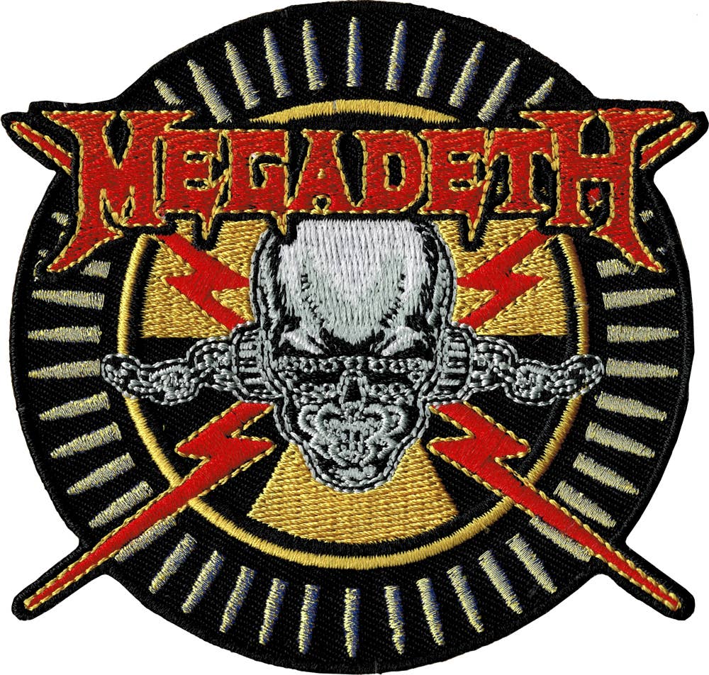 Square Deal Recordings & Supplies - Venta al por mayor Parches - Parche con logotipo de Megadeth con calavera y relámpagos