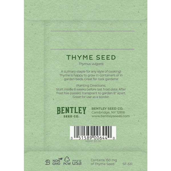 Bentley Seed Co. - Wholesale Birthday Card - It's Birthday Thyme - Thyme Seed Packets