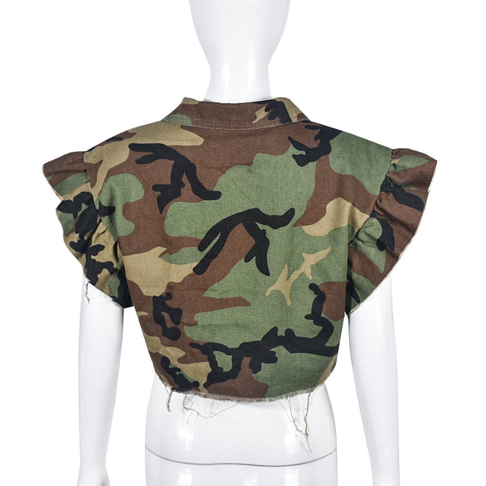 MB FASHION CAMO CROP OUTFIT TOP 9151LY for wholesale on Faire2