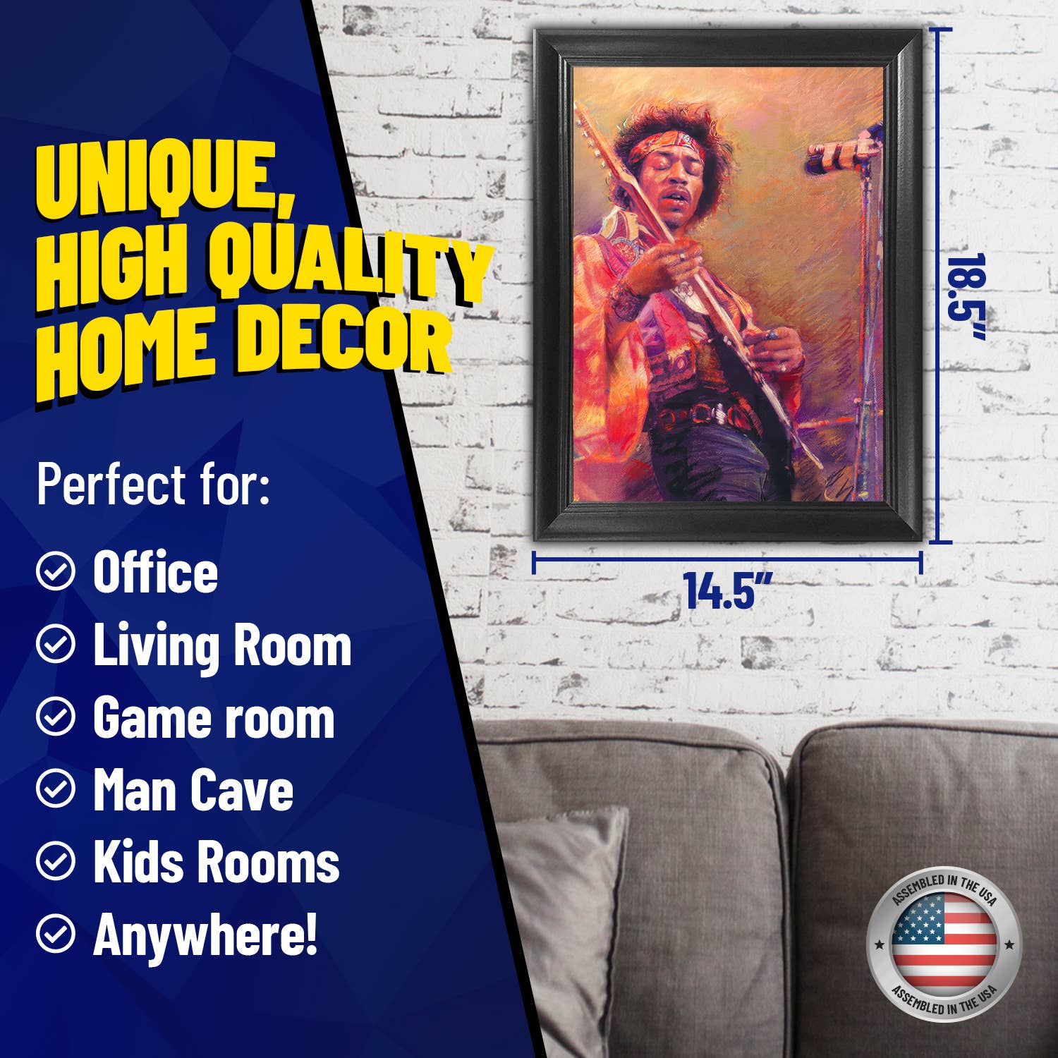 Lentics - Wholesale Poster - Jimi Hendrix Framed Poster Print 3D Lenticular Wall Art2