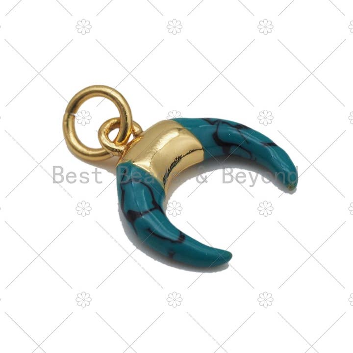 BestBeads&Beyond - Wholesale Individual Charm/Pendant - Blue/White OX Horn Pendant, Horn Charm, Sku#Y5971