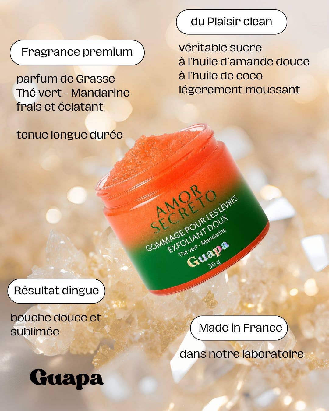 S2Z-COSMETICS P/O GUAPA - Wholesale Lip Scrub/Polish - Gentle exfoliating lip scrub – Green tea/mandarin2