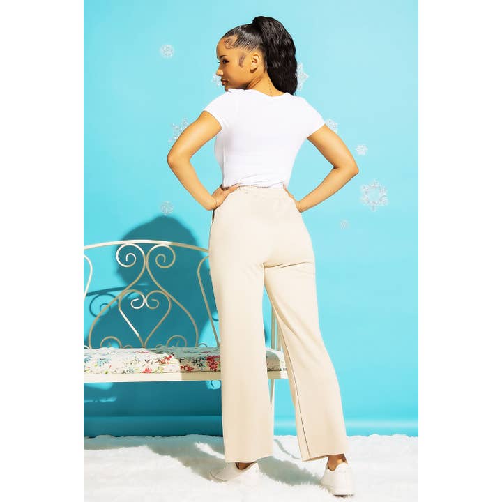 Sweet Generis - Wholesale Lounge Sweatpants/jogging bottoms – Women's - RAW CUT WIDE LEG JOGGER SWEATPANTS WITH KNEE RIP10