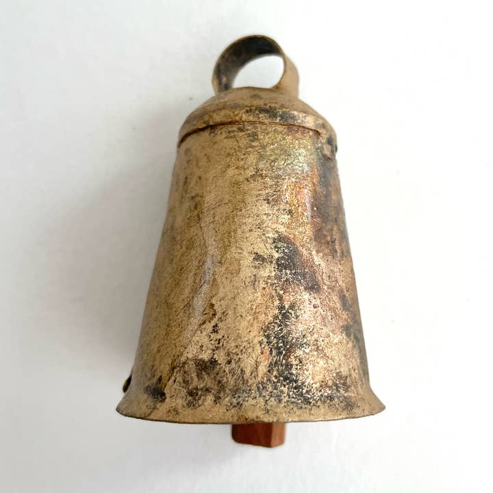 3" flared mermaid brass finish holiday bell w/ wood striker for wholesale by fort & field