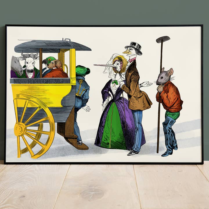 Bus Poster - The Dressed Animals for wholesale by Colette de B.