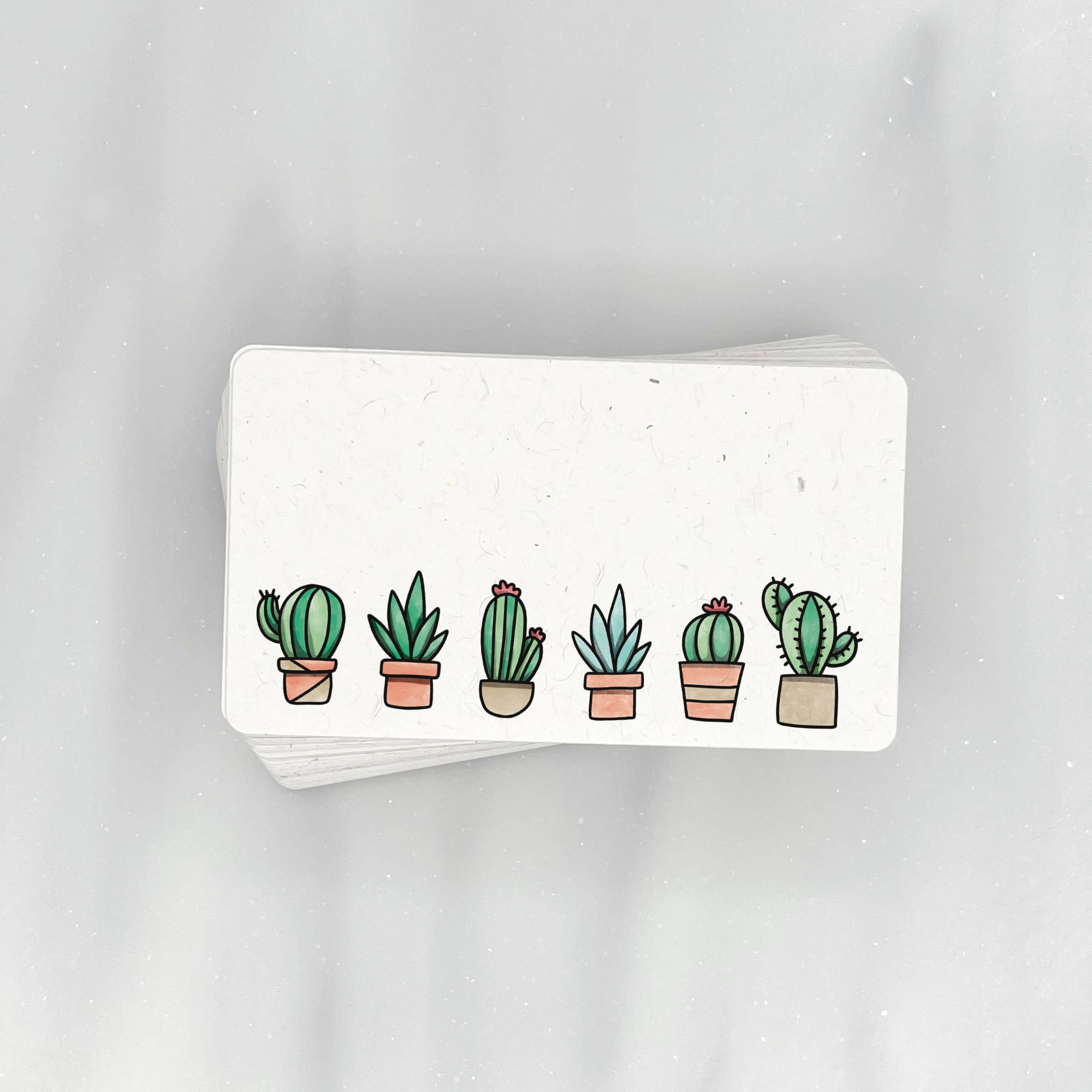 Lemon Doodle - Wholesale Stationery/Notecard Set - Line of Cacti - Mini Note Cards (Pack of 56)