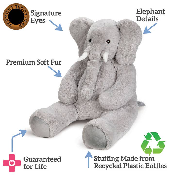 Vermont Teddy Bear - Wholesale Stuffed/Plush Toy - Kids & Baby - 6 Ft. Giant Cuddle Elephant2