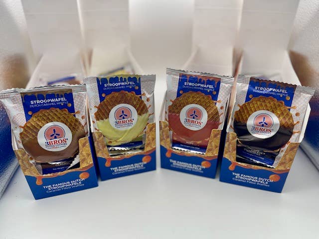 3Bros - Wholesale Biscuit - 16 Chocolate Dipped Stroopwafels, variety pack1