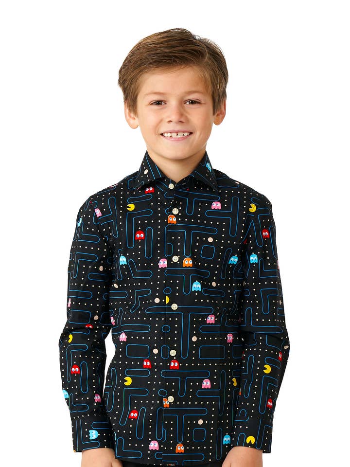 Black SHIRT LS PAC-MAN Boys for wholesale on Faire0