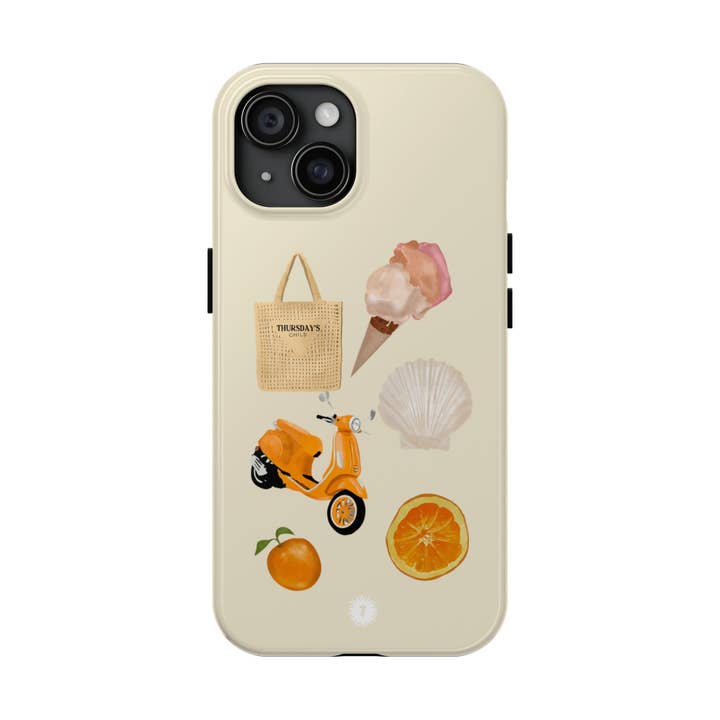 Cream Euro Summer Starter Pack Painting Phone Case for wholesale by Thursday’s Child Creative Studio