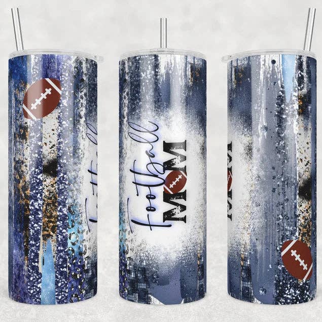 Football Mom Blue Leopard #1 | Tumbler per la vendita all'ingrosso da parte di Designs by Robyn