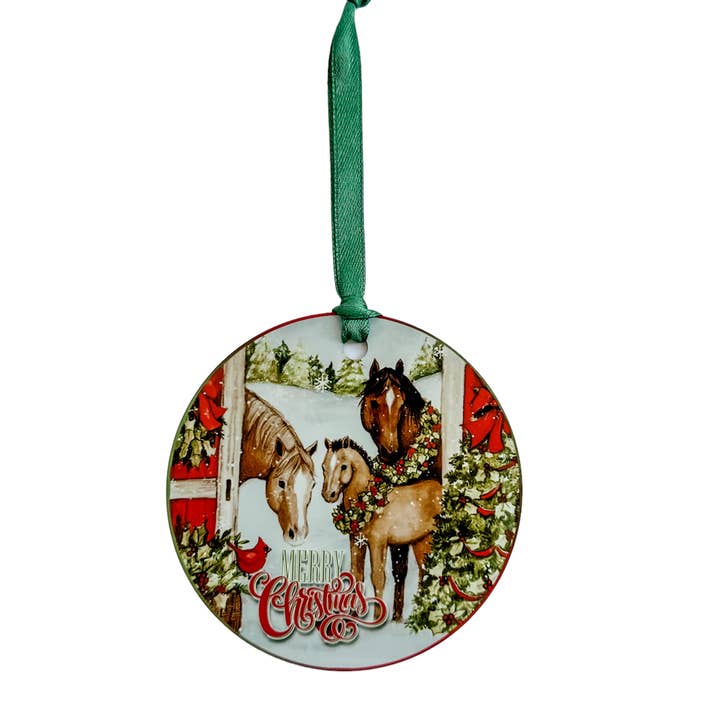 Christmas Ornament - Merry Christmas Horses for wholesale by Dusty & Delilah Designs