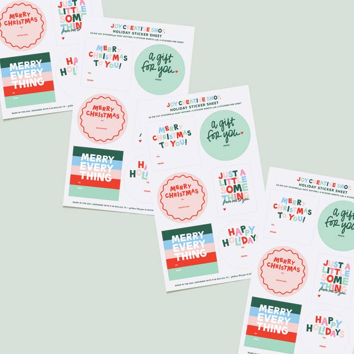 Gift Stickers - 2025 Holiday Assorted for wholesale by Joy Creative Shop