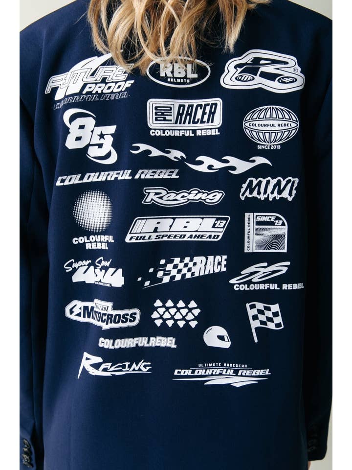 Jesra Racer Logo Blazer | Dark Navy for wholesale on Faire5