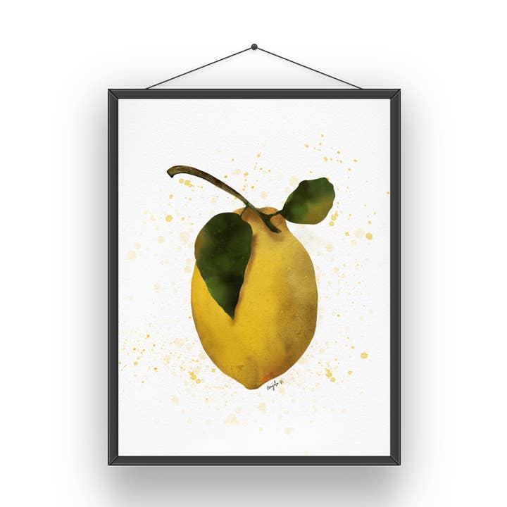 Impression artistique aquarelle sur le citron pour la vente par Modera Studio