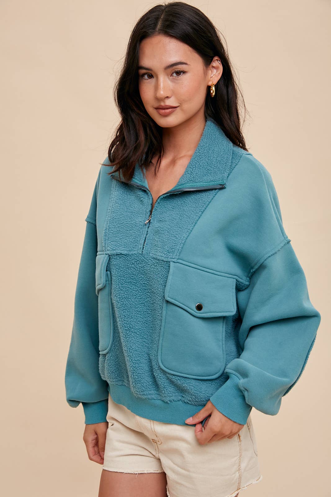 In Loom - Vendita all'ingrosso Felpa in pile - Donna - PILE CON ZIP 1/4 A CONTRASTO INVERSO4