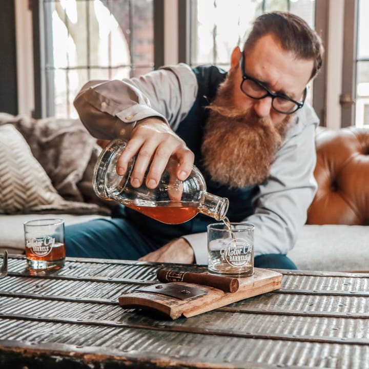 Motor City Barrels - Wholesale Cocktail/Liquor Glass - Cigar Holder with Rocks Glass6