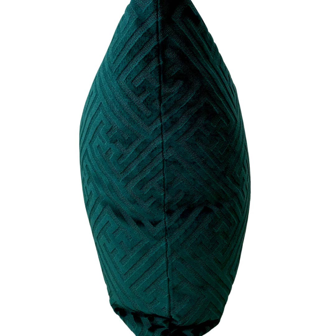 Visually Rich Home - Vente Coussin décoratif - Coussin Découpé en Velours Luxe Vert Forêt1