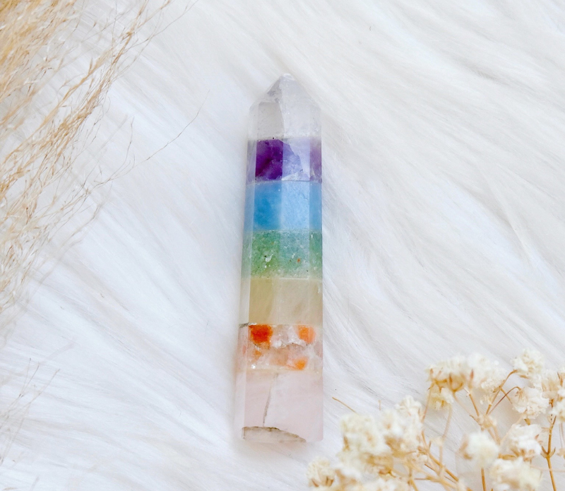 Goddess Provisions - Wholesale Spiritual Stone/Crystal - Pastel Rainbow Chakra Wand - crystal, obelisk, altar tool2