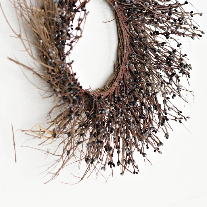 Impressive Enterprises, Inc. - Wholesale Wreath - ISB082GB- 22in Pip Berry Wreath w/twig-GRAY BLACK3