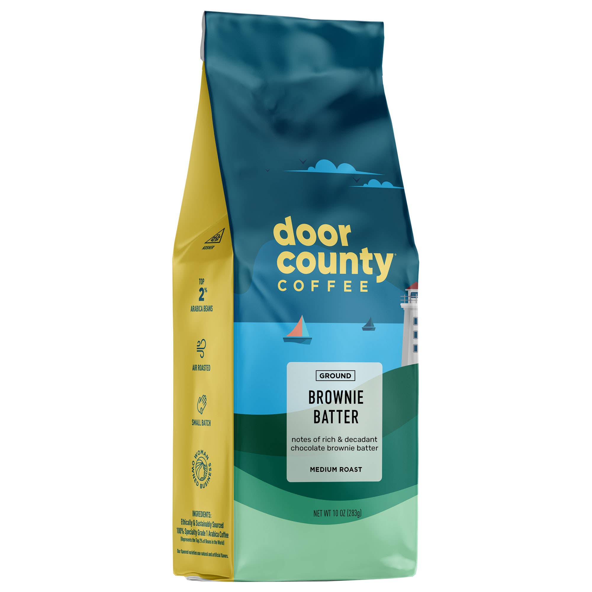 Door County Coffee - Venta al por mayor Café molido - Café especial con sabor a masa de brownie de 10 oz, tostado medio1
