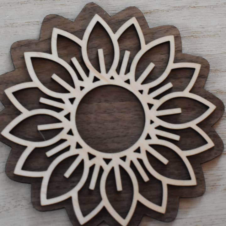 Houten zonnebloem magneet voor wholesale door Floradise