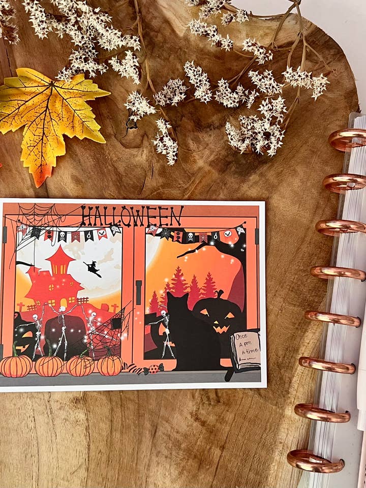 Postal Spooky Window para venta al por mayor de Citrine Art Studio Shop