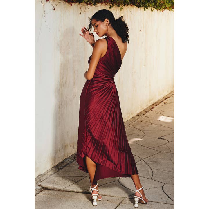 Dress Forum - Wholesale Dress - Women's - Olympia Asymmetrical Pleated Maxi Dress5