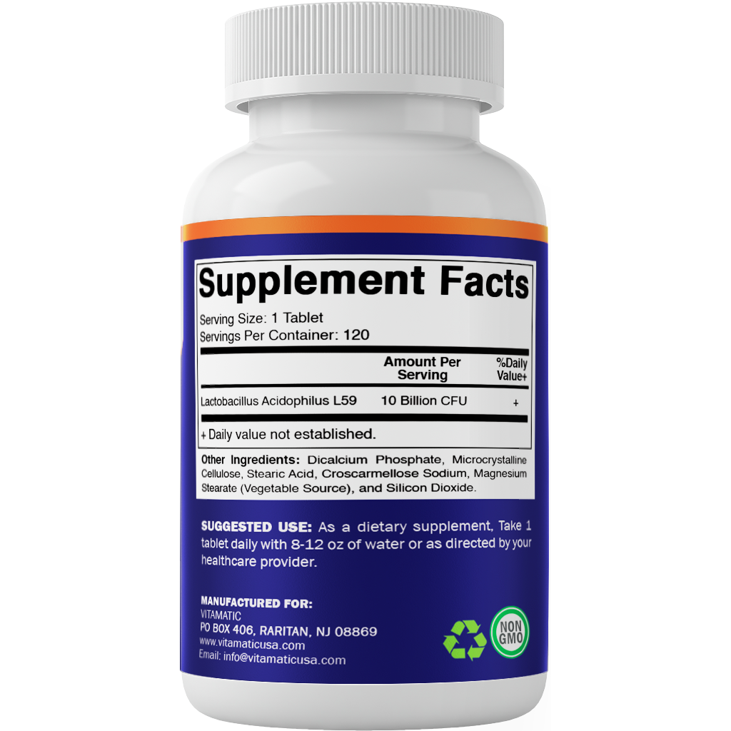 Vitamatic - Wholesale Oral Supplement/Vitamin - Vitamatic Acidophilus Probiotic 10 Billion CFU | 120 Tablets8