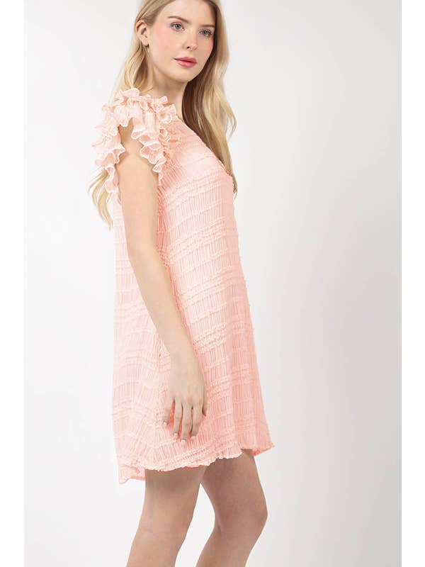 BLUSH ND31279X-PLUS SIZE Ruffled Textured Woven Mini Dress for wholesale on Faire
