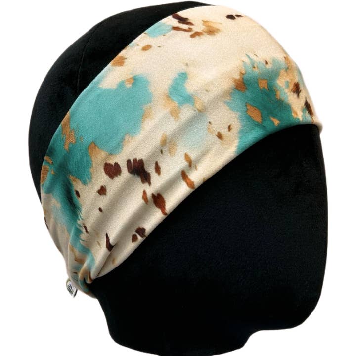 Türkisfarbener Kuhfell-Stretch-Stirnband für den Großhandel von The Sassy Olive Handmade Headbands