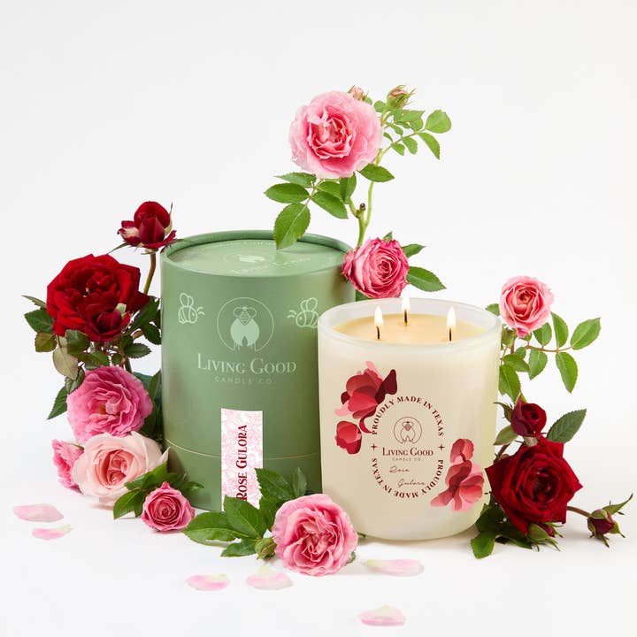 Rose Gulora - Valentines Beeswax Candle - Gift For Her & Mom for wholesale by Living Good Candle Co.