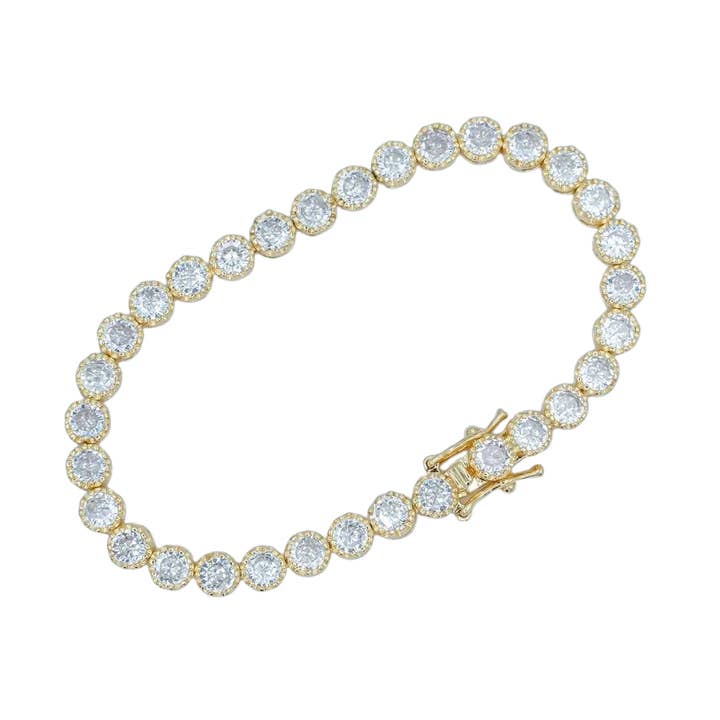Pulsera de cadena de tenis encapsulada redonda CZ BR-21WA3053 para venta al por mayor de Simply Jewels