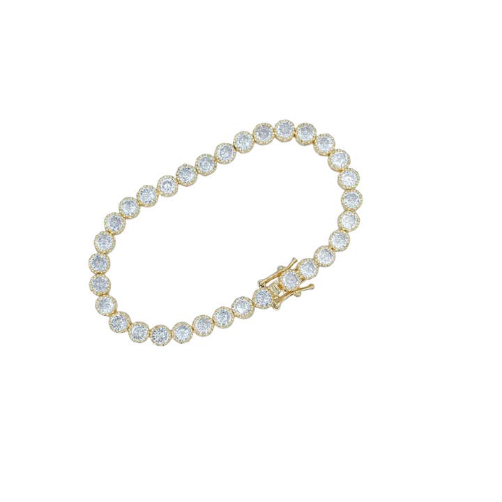 Round CZ Encapsulate Tennis Chain Bracelet BR-21WA3053 for wholesale by Simply Jewels