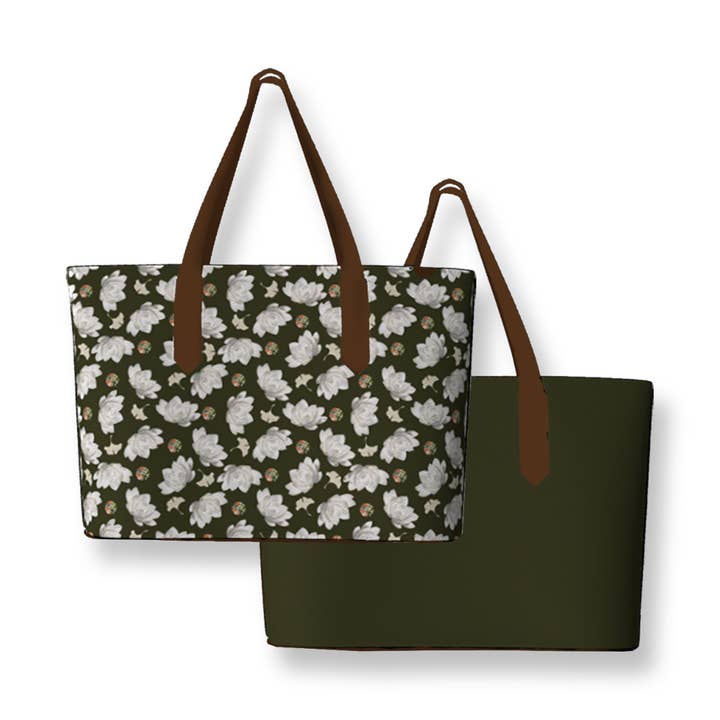 Tropical Lotus | Deep Moss Tote Bag Duo for wholesale by Mix N Match Style