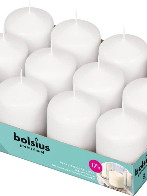 Bougies de restauration 8/6 Plateau 12 Blanc pour la vente par Sfeerpunt