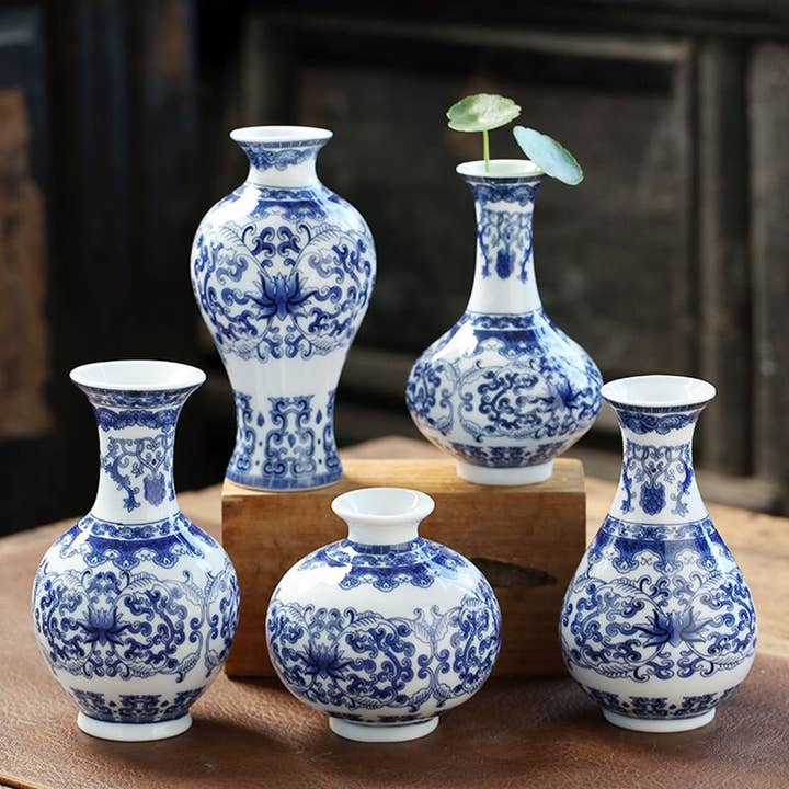 Sweet Home Deco - Wholesale Vase - Chinoiserie Bud Vase, Porcelain Vases, Blue and White Vases