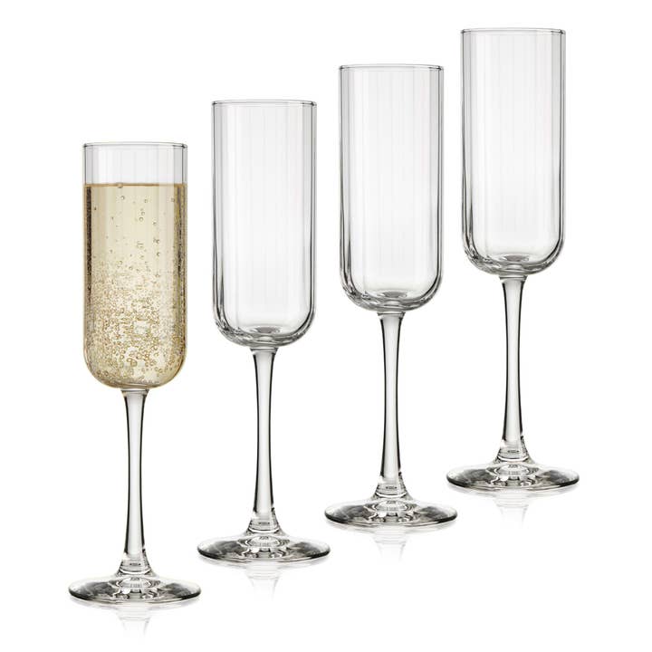 Libbey Paneled Champagne Flute Glasses, 7.5-ounce, Set of 4 for wholesale by Libbey