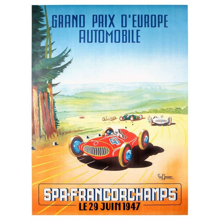 Grand Prix Europa Spa Francorchamps 1947 Vintage Affisch för wholesale av Historic Pictoric