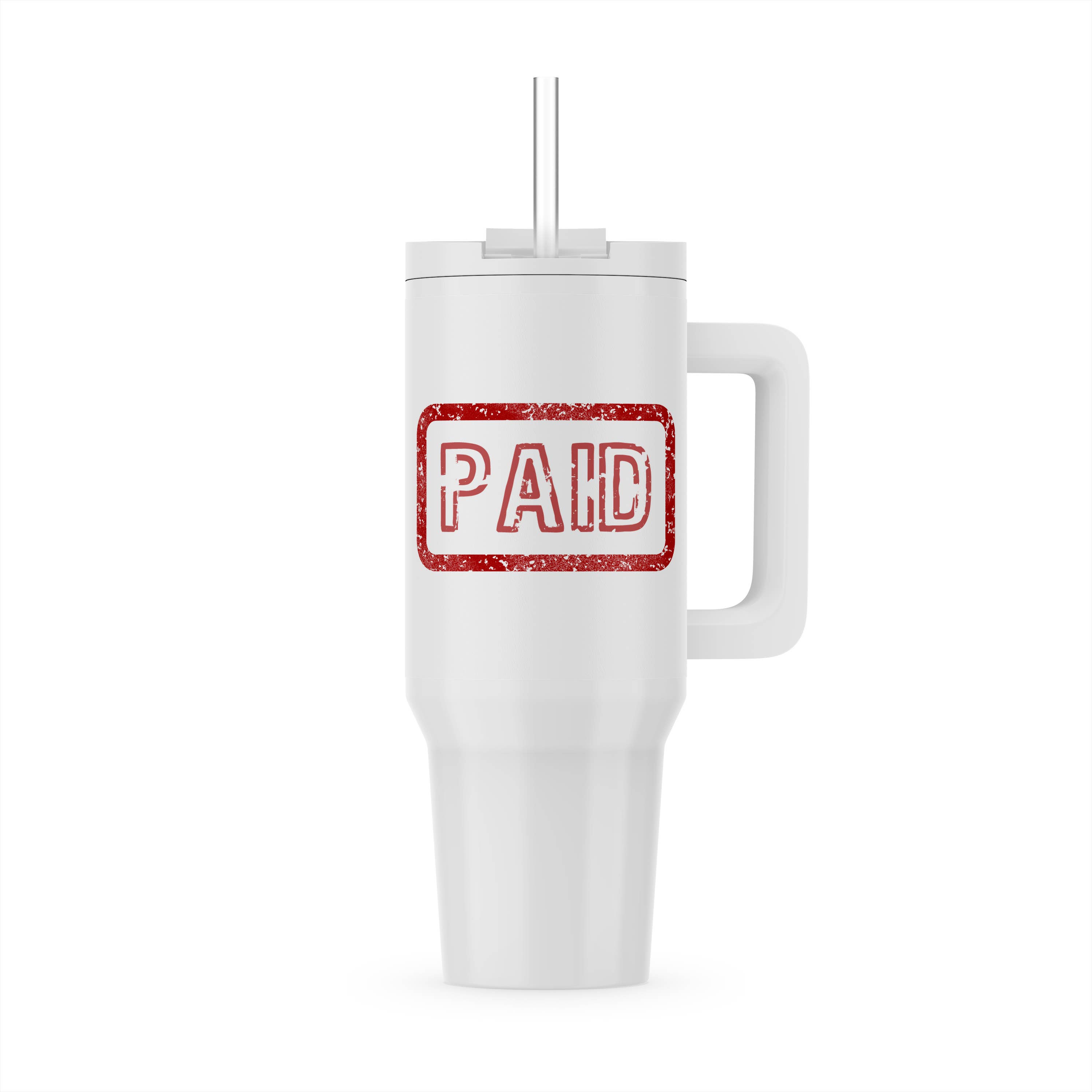 3dRose – Engroshandel Thermokop – 3dRose, Betalt blækstempel-stiliseret tekst inde i en ramme. Rødt farvedesign til dig, Tumbler5