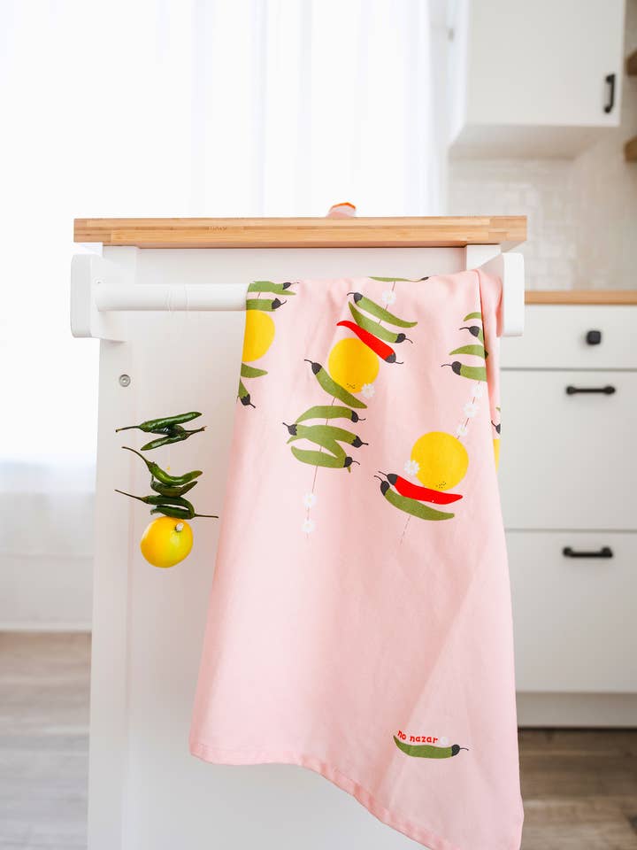 Nimbu Mirch Tea Towel for wholesale by Pyarful