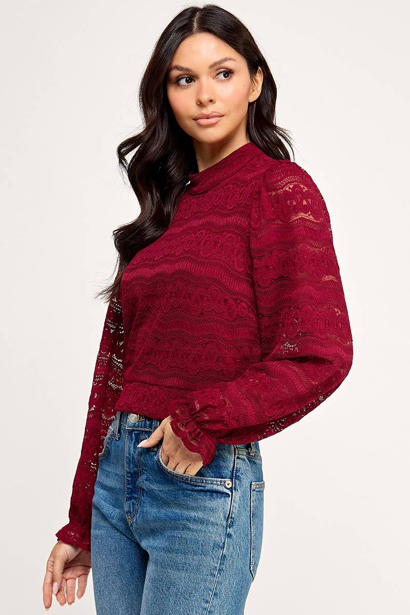 Vanilla Monkey - Wholesale Knit Top - Women's - Long Sleeve Lace Top4