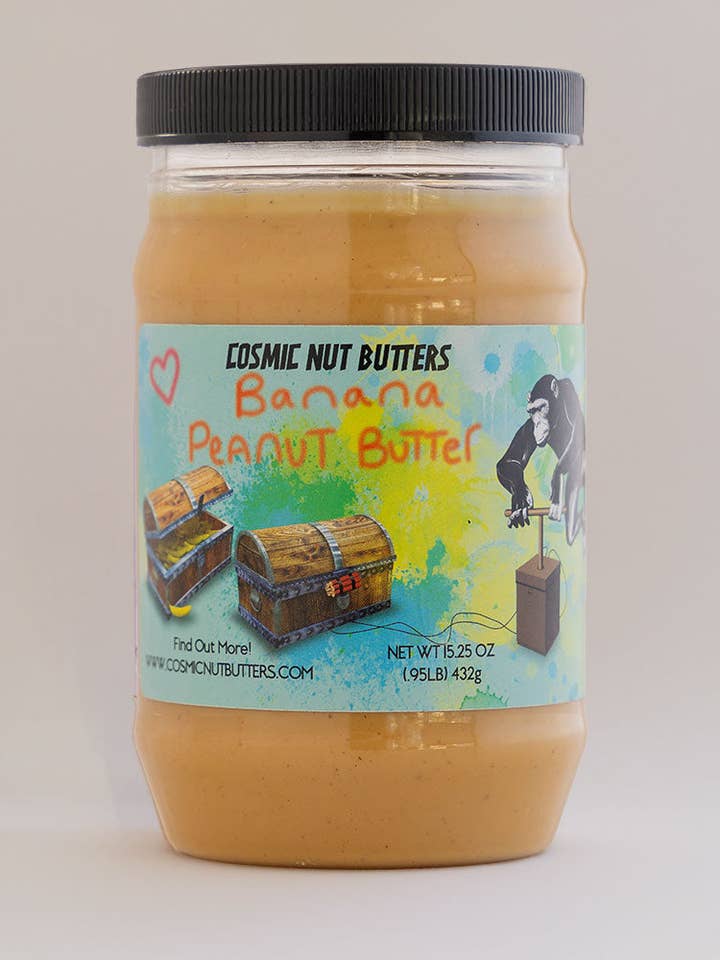 Banana Peanut Butter - 15.25 oz. Naturally Flavored for wholesale by Cosmic Nut Butters