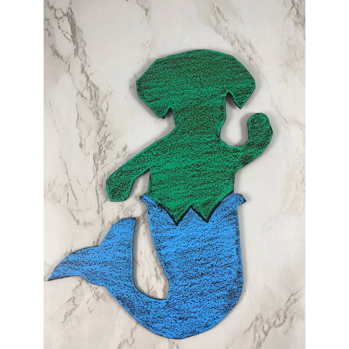 Whimsies - Vendita all'ingrosso Decorazione da parete 3D - Targa in metallo rustico cane sirena animale domestico riciclato eco nautico USA