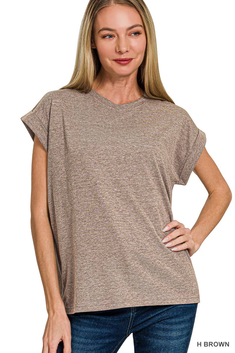 42POPS - Wholesale T-Shirt - Women's - `.Round Neck Folded Short Sleeve T Shirt34