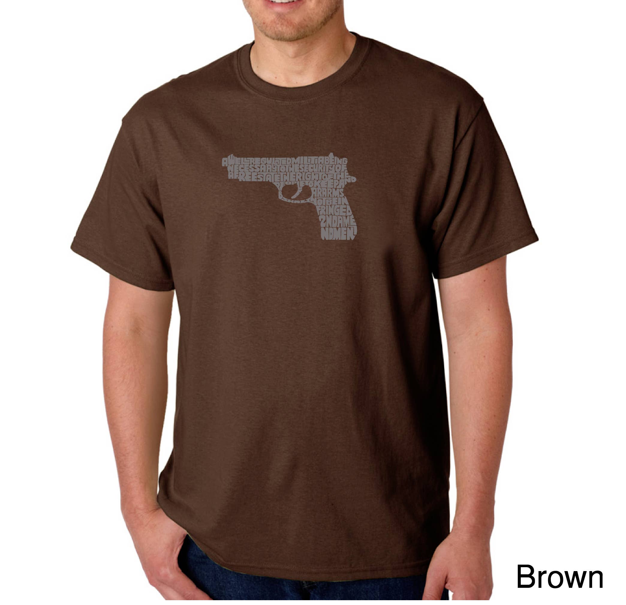 LA Pop Art - Wholesale Screen Printed T-Shirt - Men's - LA Pop Art Men's Word Art T-shirt - RIGHT TO BEAR ARMS2